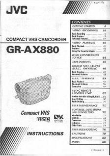 JVC GR AX 880 manual. Camera Instructions.